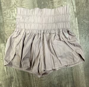 Movement The Way Home Shorts XS Mauve Pink High Waisted Smocked Lined Athletic